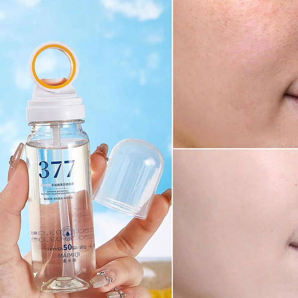 90ML 377 Sunscreen Spray SPF50+ Anti-aging Anti Wrinkle Moisturizing Whitening Sunscreen Spray Facial Body Neck Skin Care Spray