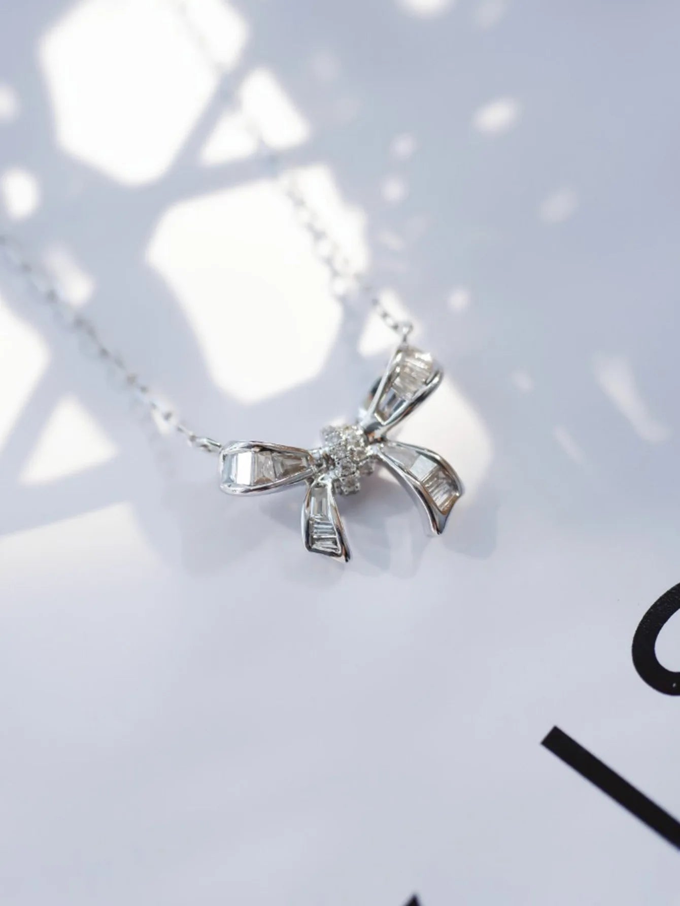 S925 Sterling Silver Women's Necklace Cute Bow Zirconia Pendant Necklace French Jewellery for Daily Wear Holiday Party Gifts