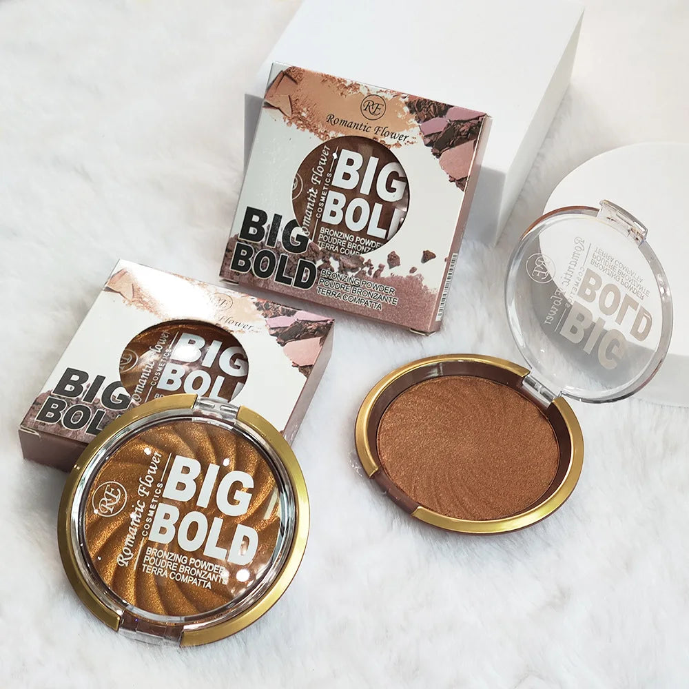3-color powder brightens the face,bronze color pressed powder, waterproof and high gloss makeup,brightening wheat pearl powder