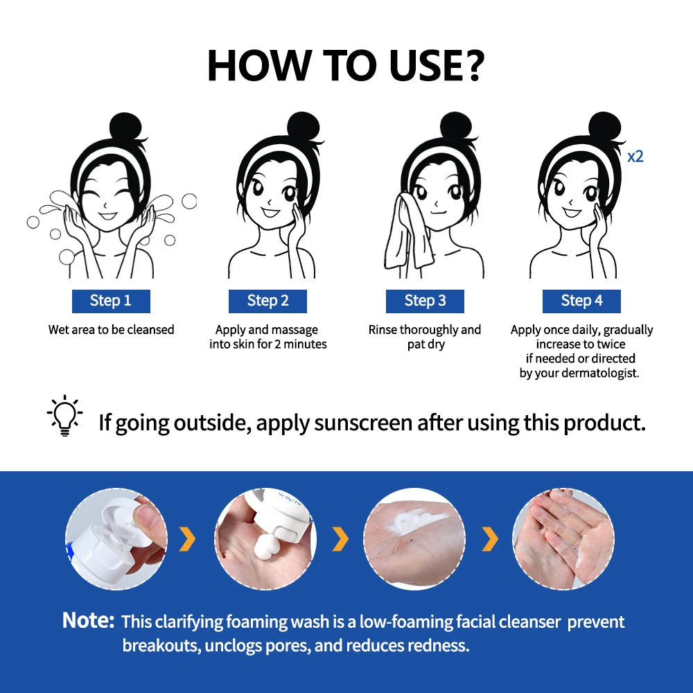 Lakerain Clarifying Foaming Wash 10% Benzoyl Peroxide Foaming Cleanser Acne Foaming Cleanser Target Breakouts Deep Clean Cream