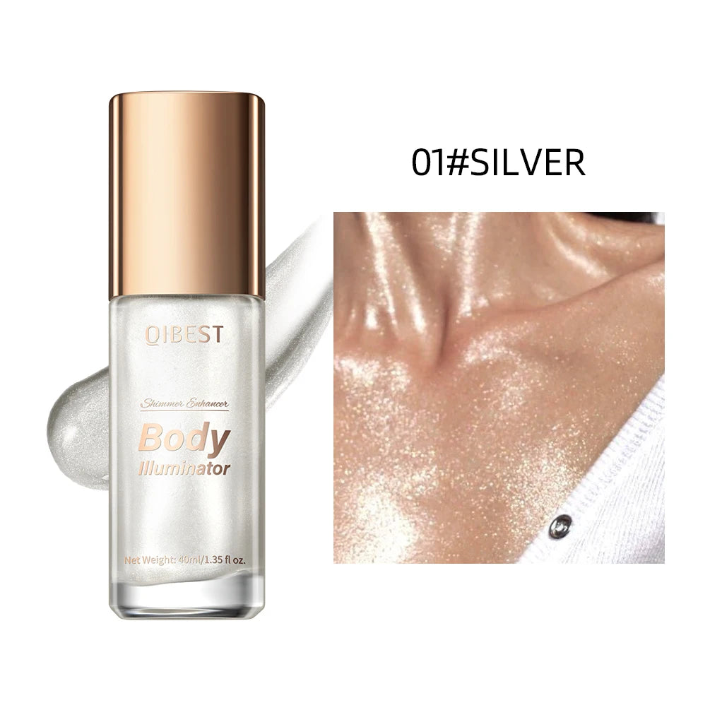 QIBEST 5 Colors Body Face Liquid Highlighter Glitter Makeup Glow Face Contour Shimmer Illuminator Ginger Highlight Cosmetics
