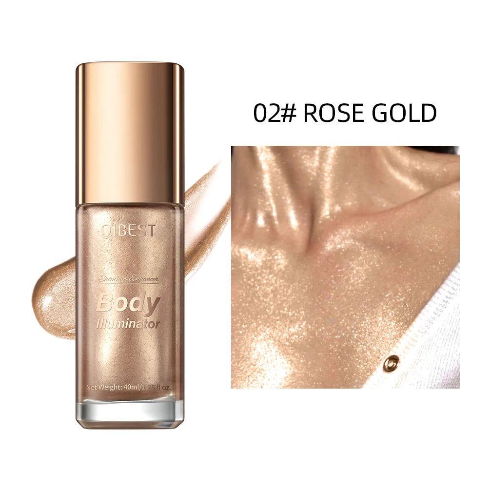 QIBEST 5 Colors Body Face Liquid Highlighter Glitter Makeup Glow Face Contour Shimmer Illuminator Ginger Highlight Cosmetics