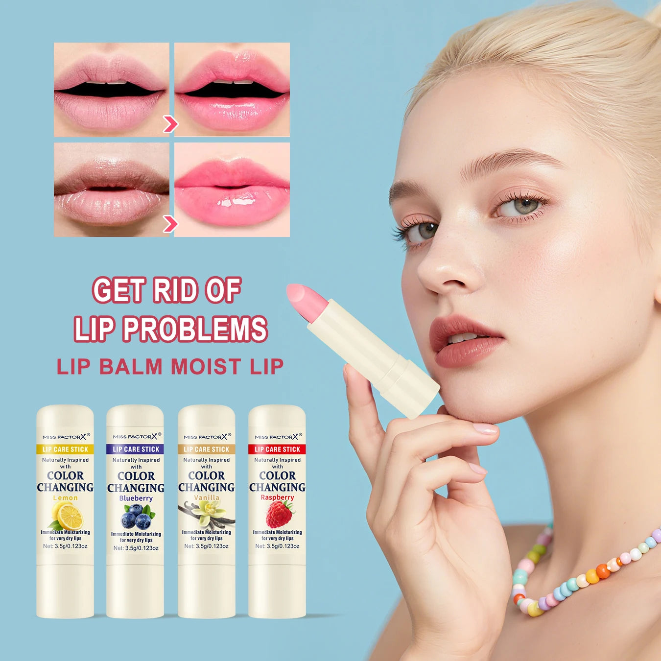 4-pack moisturizing and color changing lipstick - moisturizing lips, natural luster, and hue suitable for all skin tones