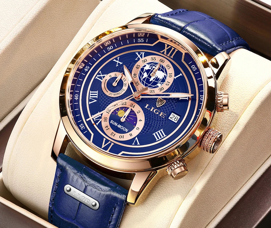 LIGE Top Brand Luxury Watch for Men Business Casual Men's Watches Wristwatch Man Quartz Chronograph Waterproof Watches Clock New