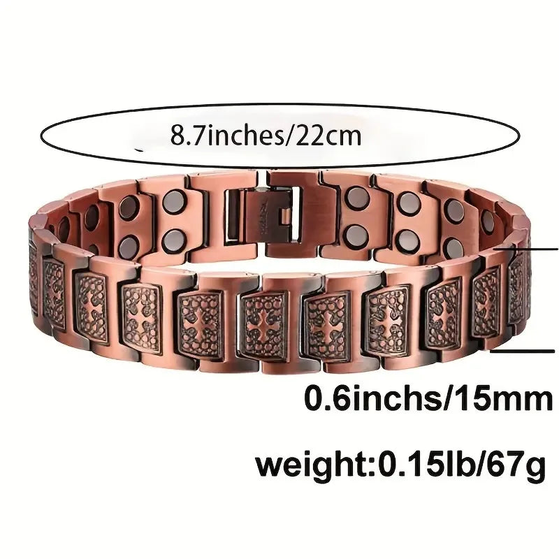Men's Copper Magnetic Bracelet Elegant 99.99% Solid Copper Bracelets with Double-Row Strong Magnets,Magnetic Jewelry