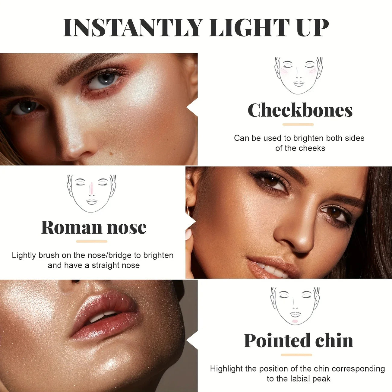 3-color powder brightens the face,bronze color pressed powder, waterproof and high gloss makeup,brightening wheat pearl powder