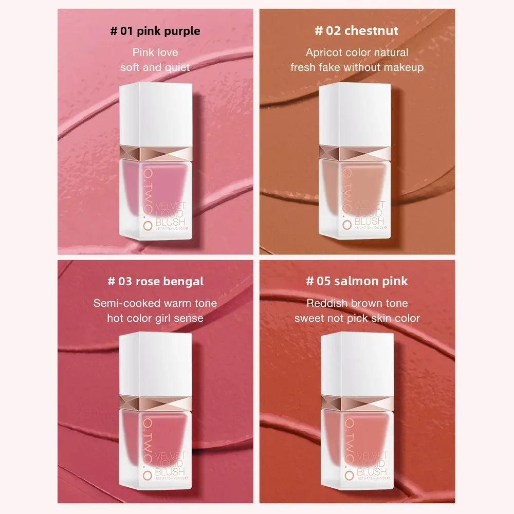 O.TWO.O Liquid Blusher 4 Colors Rose Pink Blush Long Lasting Natural Cheek Face Makeup Blusher High Pigment For Women Cosmetics