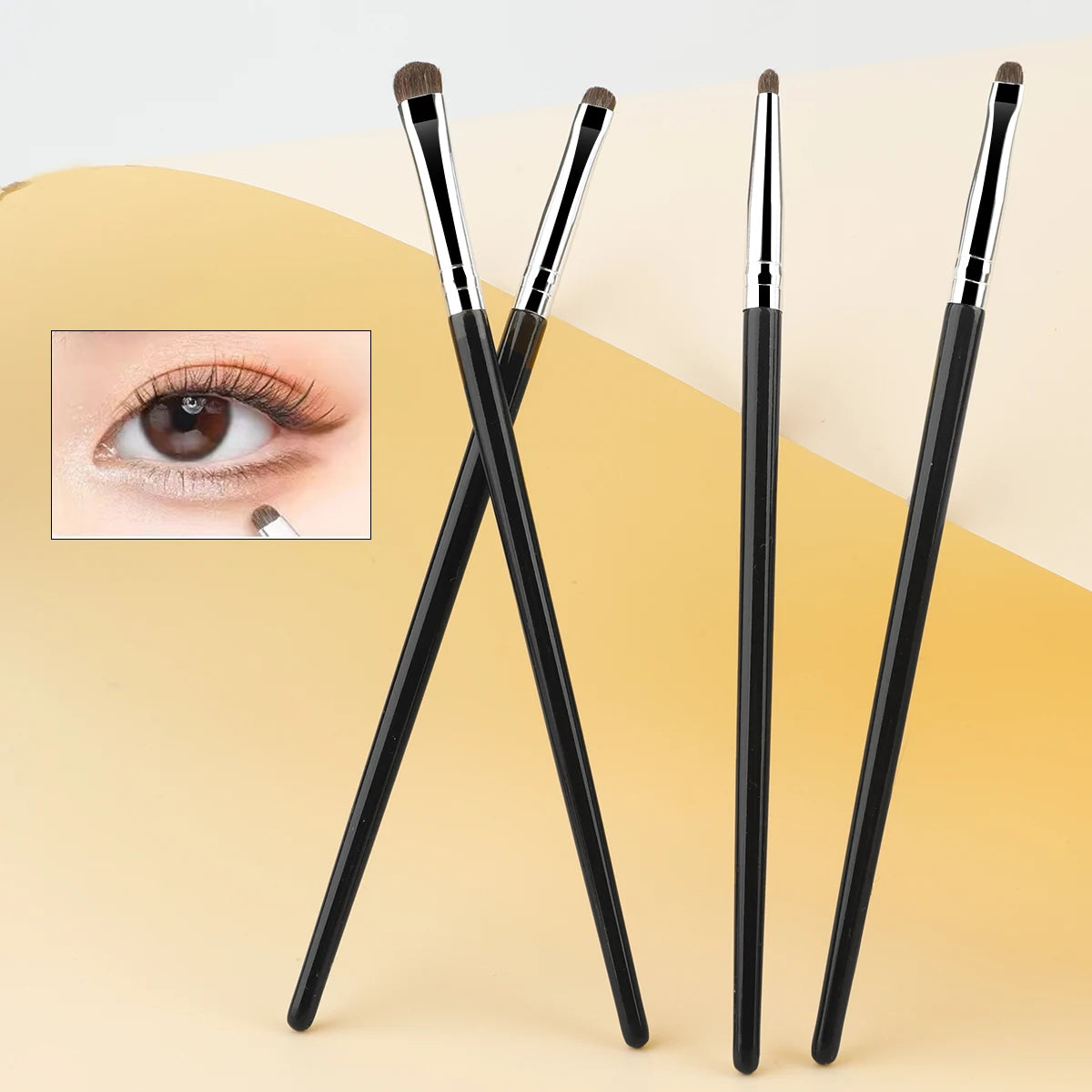 4-Pcs SET OF EYE MAKEUP TOOLS INCLUDING DETAIL BRUSH, EYE SHADOW BRUSH, EYELINER BRUSH, UNDER-EYE BRUSH, EYEBROW BRUSH