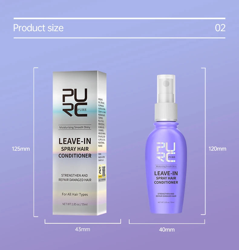 PURC Leave-In Conditioner Hair Spray Smoothing Straightening Shiny Repair Damaged Frizz Hair Treatment Hair Care