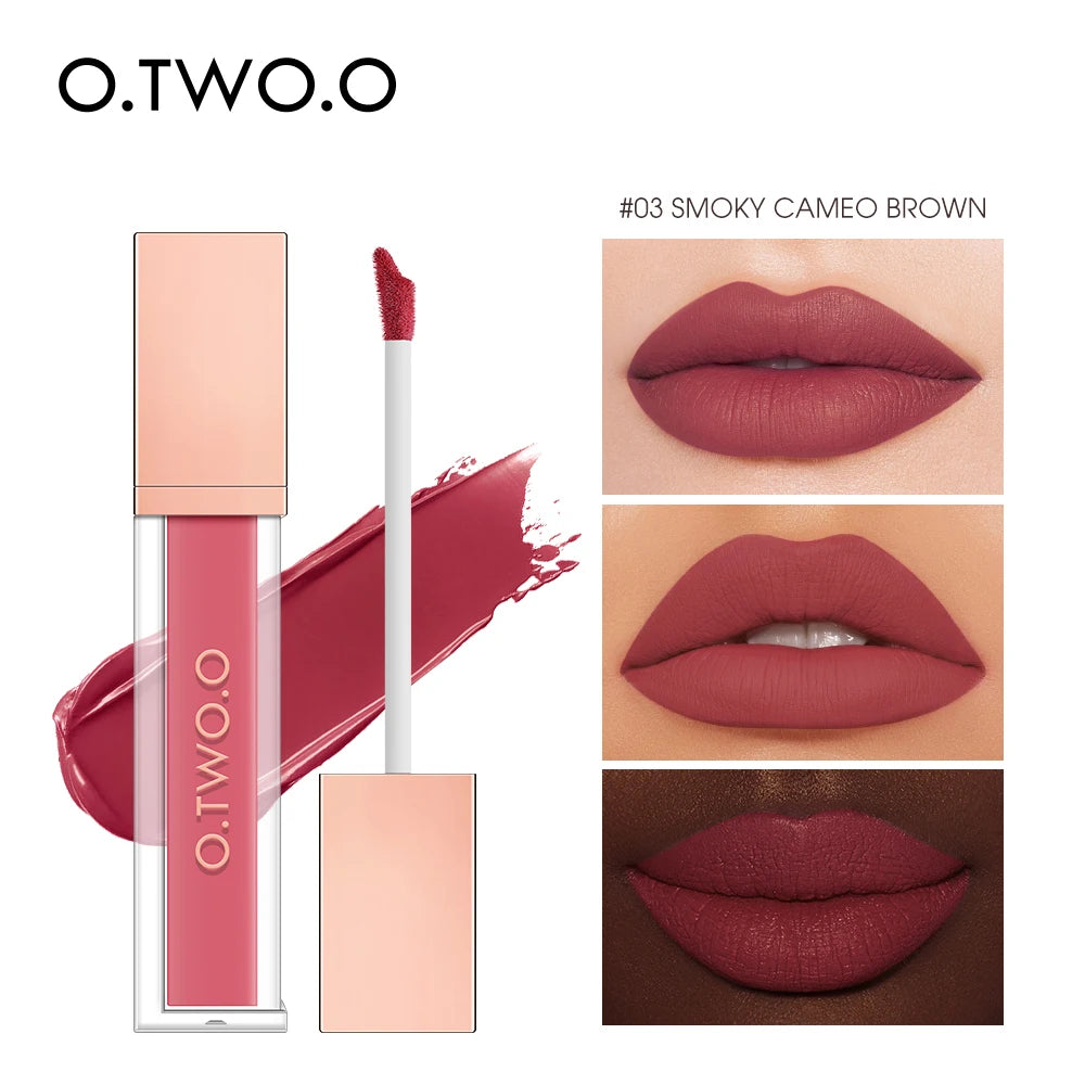 O.TWO.O 12 Color Liquid Lipstick Matte Finish Sexy Silky Lip Gloss Waterproof Kiss-proof Lasting Lip Glaze Lip Tint Cosmetics