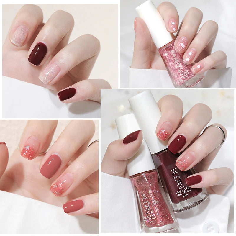 1PC 10ml Glass Bottle Colorful Nail Polish For Nails Nail Art Varnish Fashion DIY Design Manicure No Need Lamp Autumn Winter