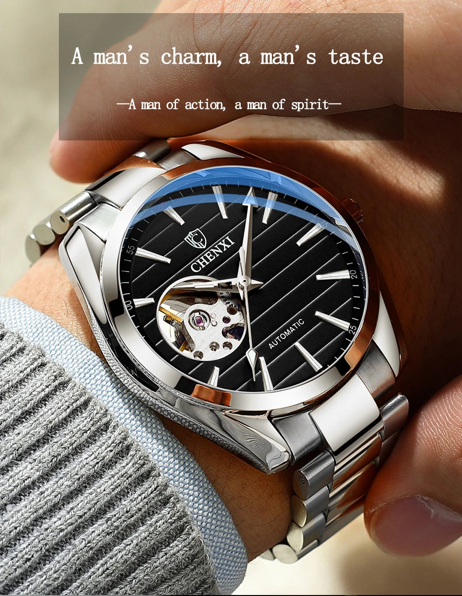 Luxury Fashion Mechanical Automatic Wristwatches For Men High Quality Stainless Steel Waterproof Luminous Mens Watch
