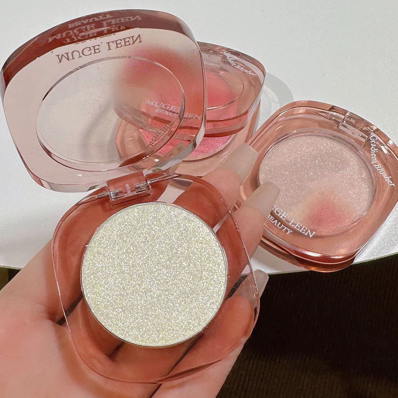 Makeup Highlighter Pink Polarized Shiny Glitter Brighten Cheekbones Eyes High Gloss Palette Highly Pigmented Shimmer Fine Shine