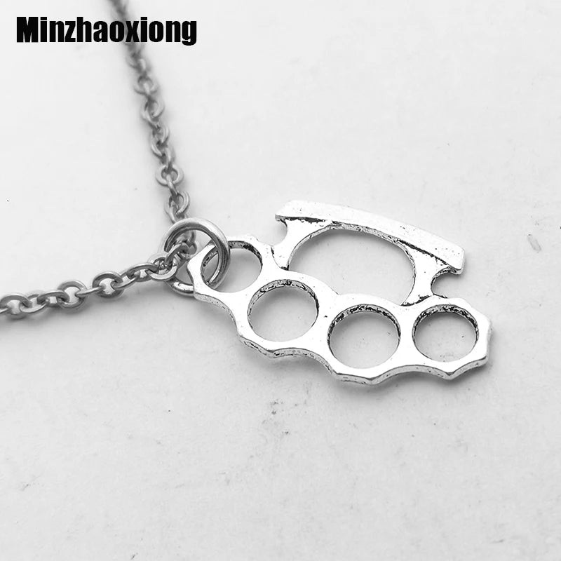 Brass Knuckles Pendant Necklace for men Men Neck Chain Vintage Summer Gothic Goth Jewelry Trend 2022 Accessories Holiday Gifts