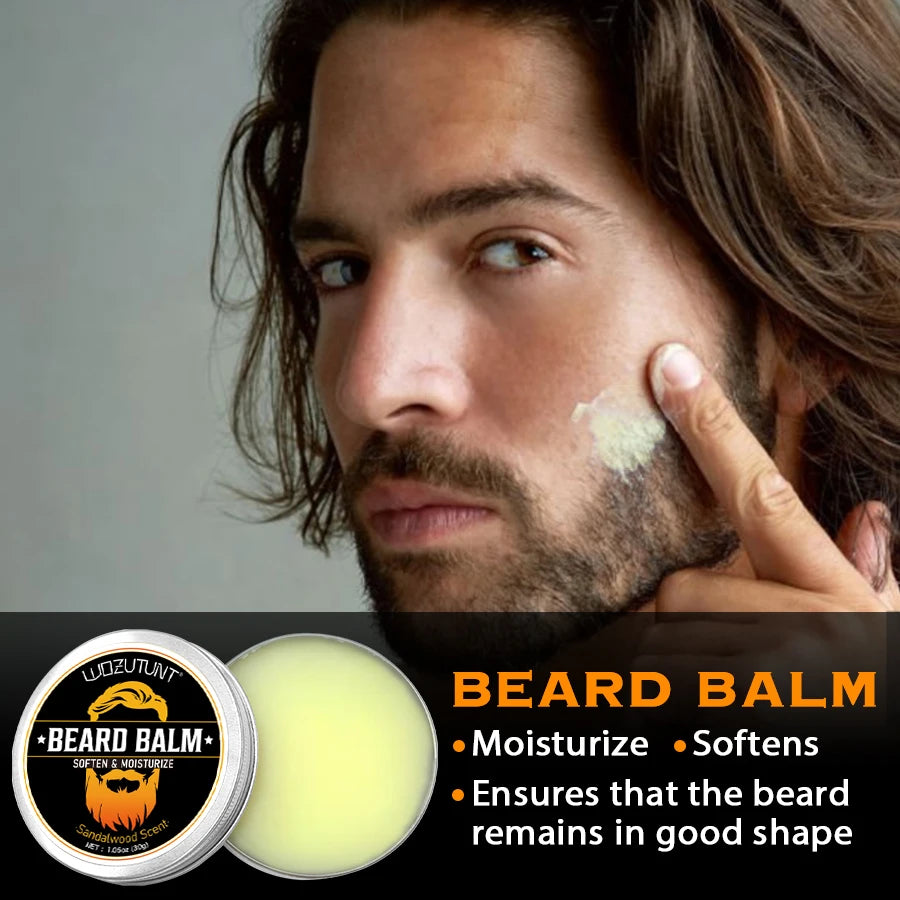 Facial Hair Care Product for Men Moustache Moisturize Grooming Spray Beard Wash Whisker Nourish Oil Softening Styling Beard Balm