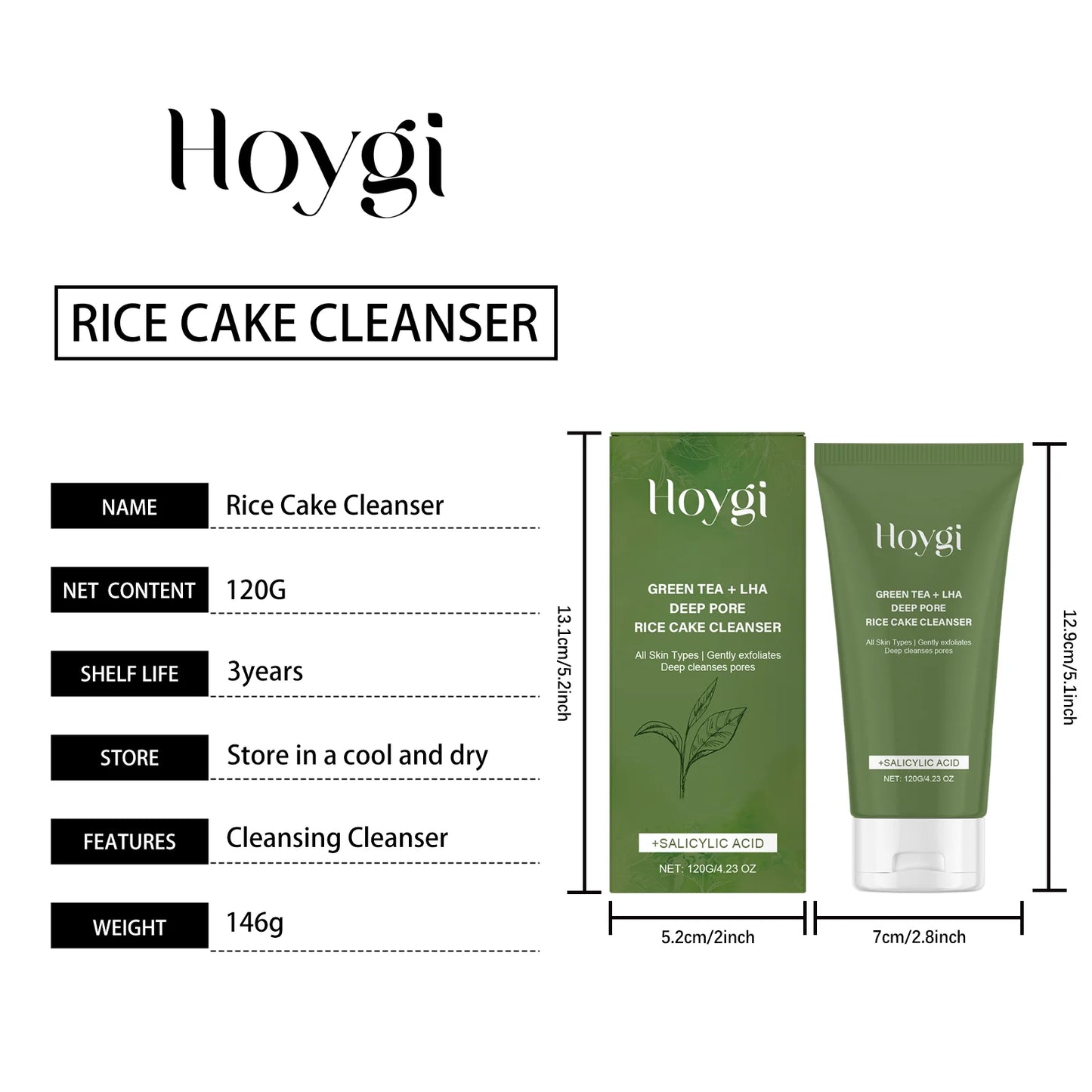 Green Tea Salicylic Acid Facial Cleanser Cleansing Pore Refining Hydrating Blackhead Removal Oil Control Non-Drying Face Wash