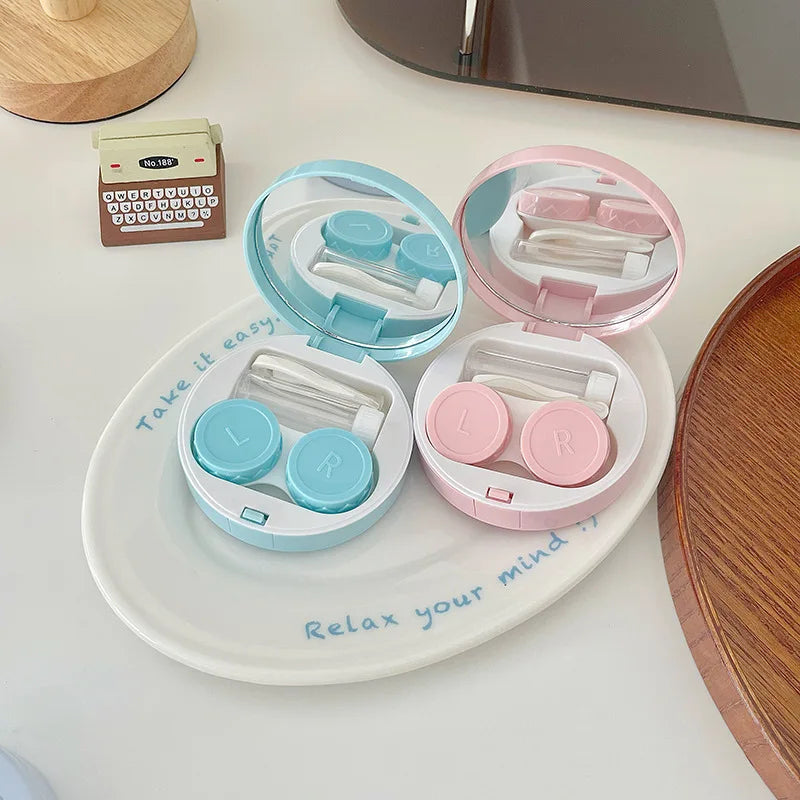 hello kitty color contact lenses Kuromi Sanrio contact cute kawaii eye contacts care box INS portable box with mirror anime