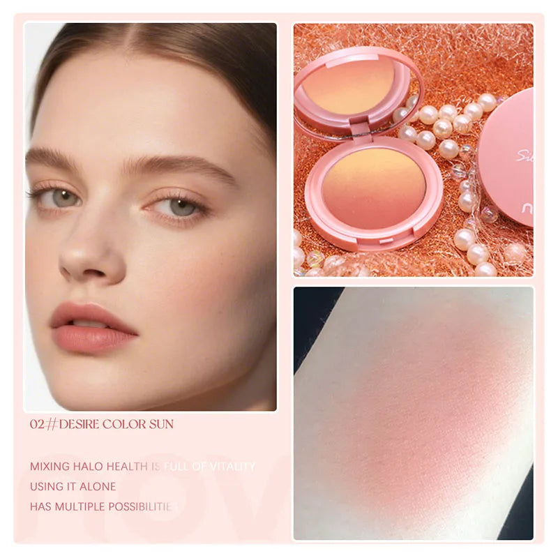 Vibrant Blush Palette, Multi-Color Gradient Design, Lightweight & Blendable Color, Face Cosmetics, With Easy-To-Use Mirror