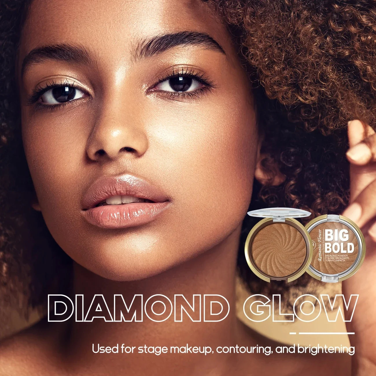 3-color powder brightens the face,bronze color pressed powder, waterproof and high gloss makeup,brightening wheat pearl powder