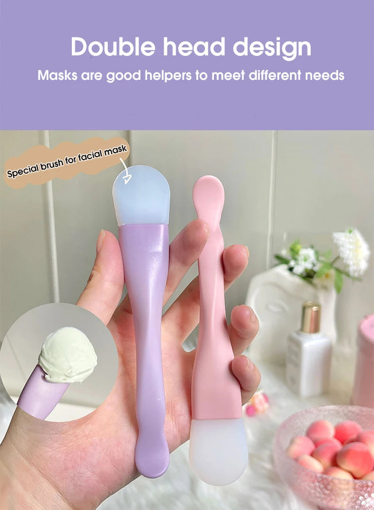 Double head silicone facial mask brush face cleaning scraper daub type mud film special brush beauty tool