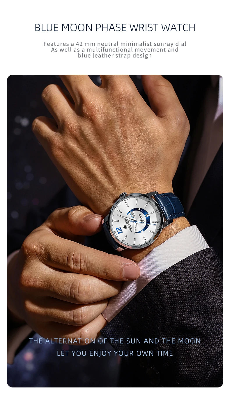 Men's Watches Top Brand Luxury Men Wrist Watch Leather Quartz Watch Sports Waterproof Male Clock Relogio Masculino+Box 2023 New