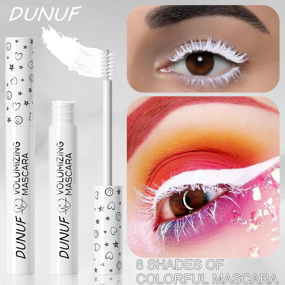 White Slender Curly Mascara, Color Mascara Waterproof Not Easy To Smudge, Portable Fine Brush Head,Holiday Makeup