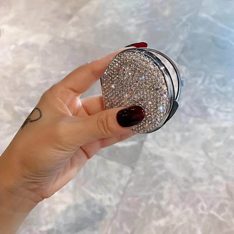 Makeup Mirror Luxury Diamond Portable Pocket Compact Mirror Women's Gifts Handheld Cosmetic Mirror with Magnification