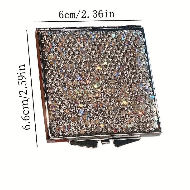Makeup Mirror Luxury Diamond Portable Pocket Compact Mirror Women's Gifts Handheld Cosmetic Mirror with Magnification