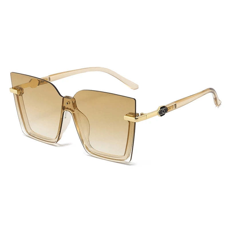 Women Sun Glasses Streetwear Large Frame Eyewear GogglesHollow Out Square One-piece Sunglasses Women MenGlasses