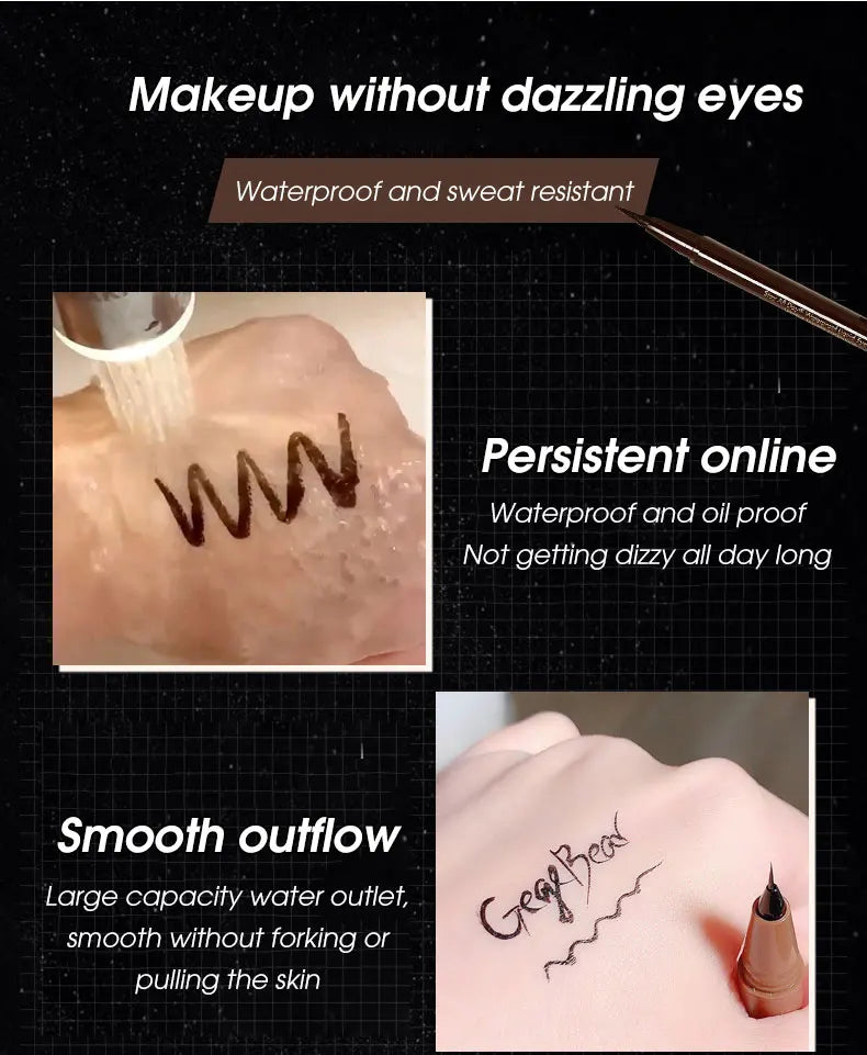 Eyeliner liquid pen is smooth, fast drying, waterproof, durable, not easy to smudge, and very thin eyeliner pen