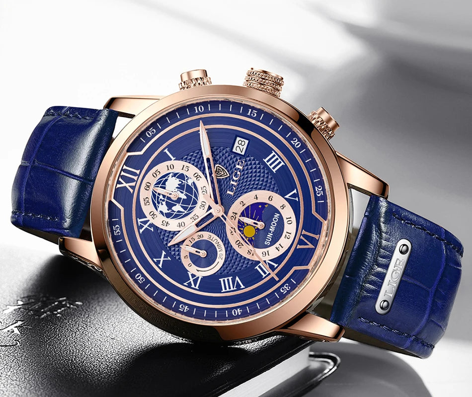 LIGE Top Brand Luxury Watch for Men Business Casual Men's Watches Wristwatch Man Quartz Chronograph Waterproof Watches Clock New