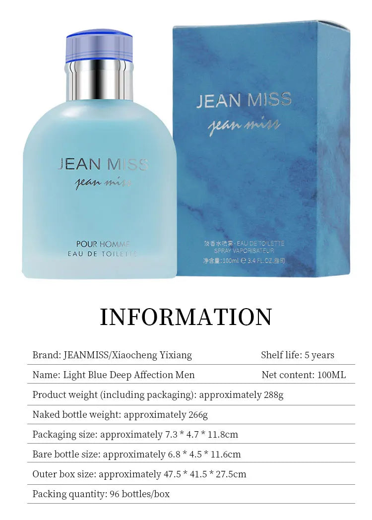100ml Light Blue Eau De Parfum Pour Homme Lasting Orange Fougere Scent Spicy Woody Notes Charming Perfume for Men Dupes