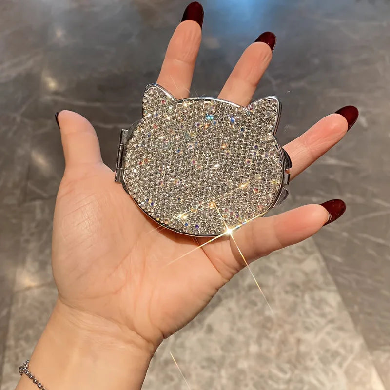 Makeup Mirror Luxury Diamond Portable Pocket Compact Mirror Women's Gifts Handheld Cosmetic Mirror with Magnification