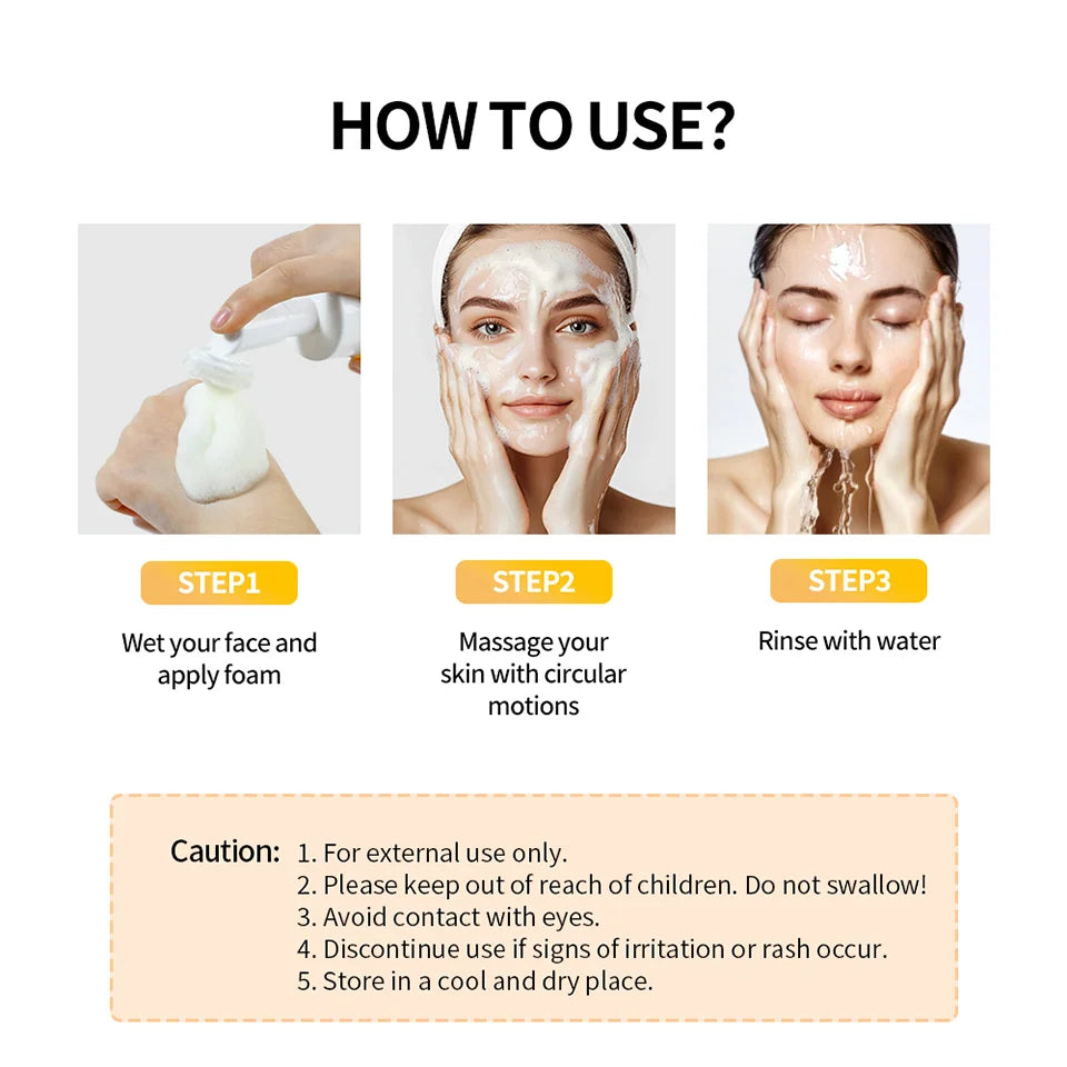 Turmeric Cleansing Mousse Exfoliating Hydrating Mild Non-Irritating Cleansing Moisturizing Soothing Foaming Facial Wash