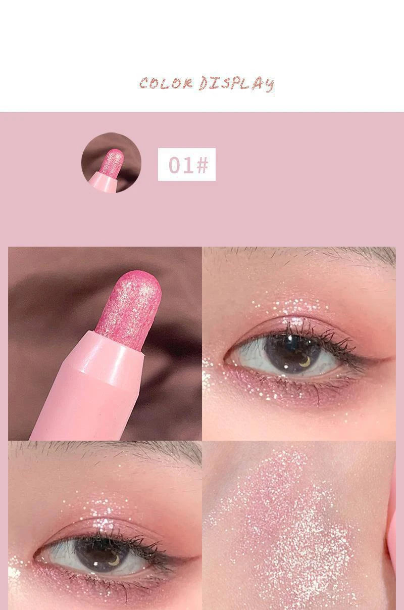 Glitter Eyeshadow Stick Diamond Eyes Makeup Highlighter Shadow Pen Long Lasting Rose Pink Silkworm Champagne Gold Liner Pencil