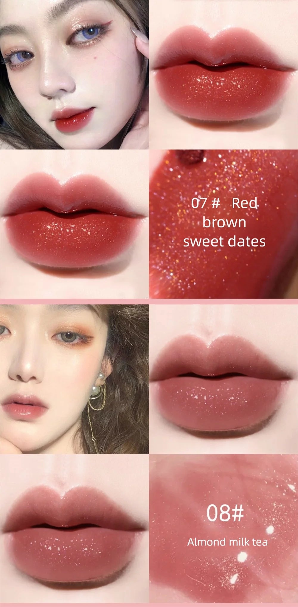 Mini 10 Colors Liquid Lip Gloss Set Waterproof Non-Stick 24-Hour Long Lasting Velvet Matte Lipstick Cosmetic Makeup Care