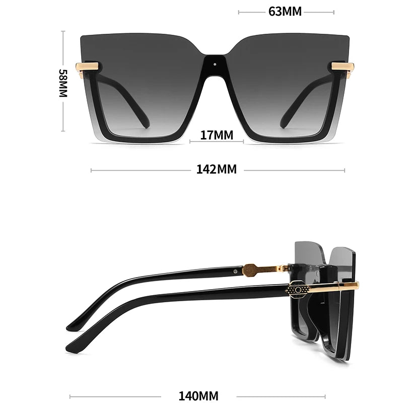 Women Sun Glasses Streetwear Large Frame Eyewear GogglesHollow Out Square One-piece Sunglasses Women MenGlasses