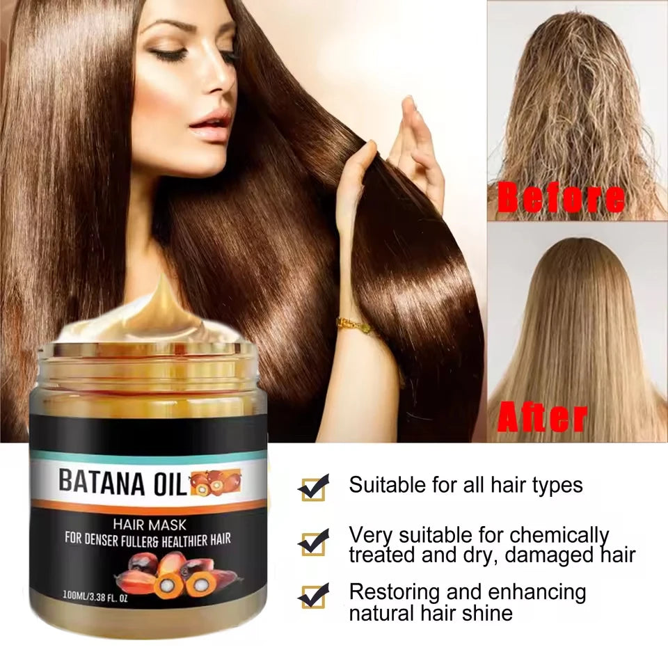100% Pure Organic Hair Mask Batana Conditioner Repair Damaged Frizzy Hair Reduce Hair Loss Anti-Breakage Nourishing Hair Product