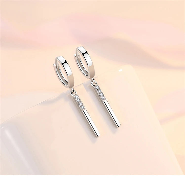 Fashion 925 Sterling Silver earrings For Women Simple Creative Small Stick Ear Buckle Jewelry Lady Anniversary Accessories Gifts