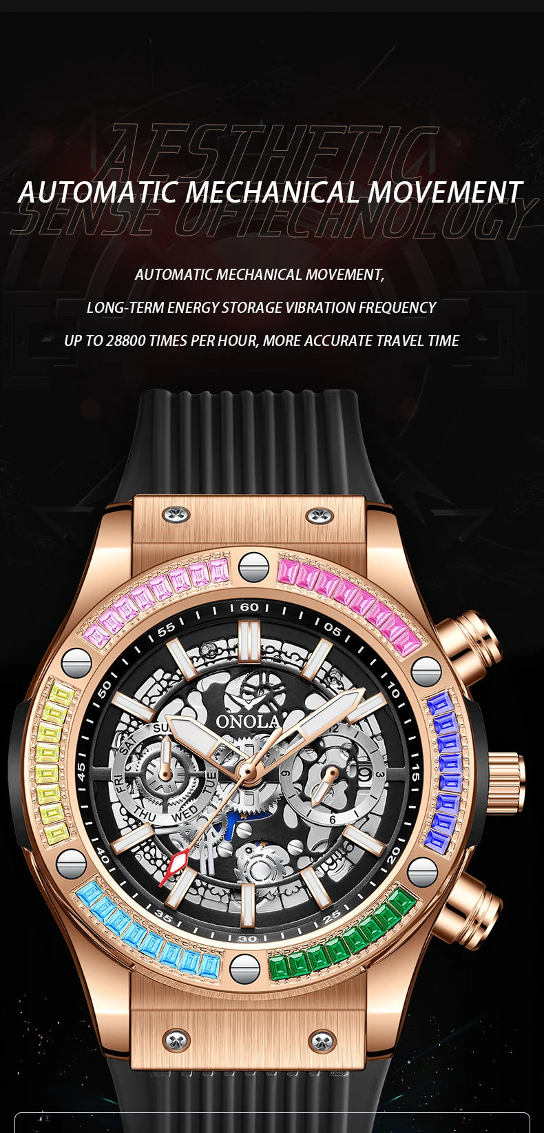 2025 Classic Luxury Watch for Menes Multifunction Sports Waterproof Luminous Casual Clock ONOLA Men Mechanic Watches