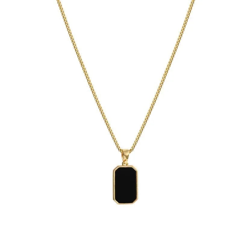 men's Neck Chain Black Exquisite Minimalist Square Pendant Choker Geometric Necklace Collar Chain Female Jewelry Party Gifts