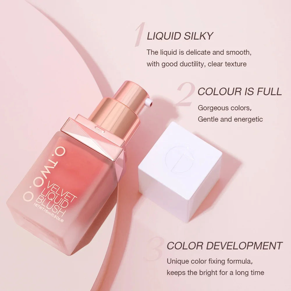 O.TWO.O Liquid Blusher 4 Colors Rose Pink Blush Long Lasting Natural Cheek Face Makeup Blusher High Pigment For Women Cosmetics
