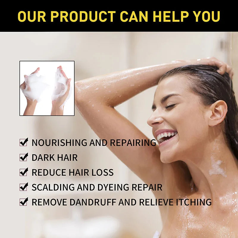 Hair Color Shampoo for Gray Hair 3 in 1 Black Hair Dye Shampoo for Women&Men Natural Herbal Safety Nourishing Hair Care Cream