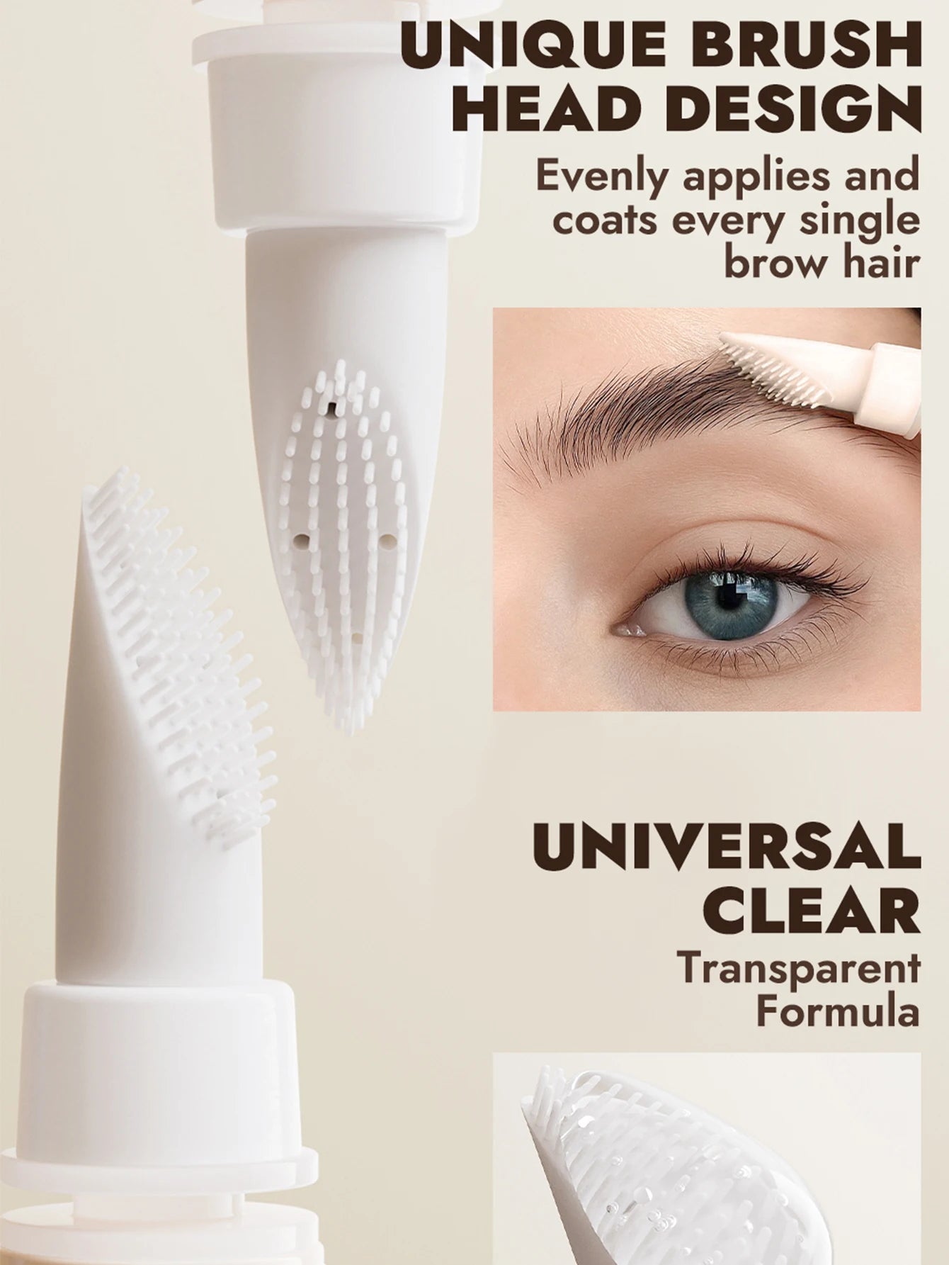 Clear Eyebrow Gel – Lightweight, non-flaky formula with micro comb applicator for even coverage, natural texture, and perfect br