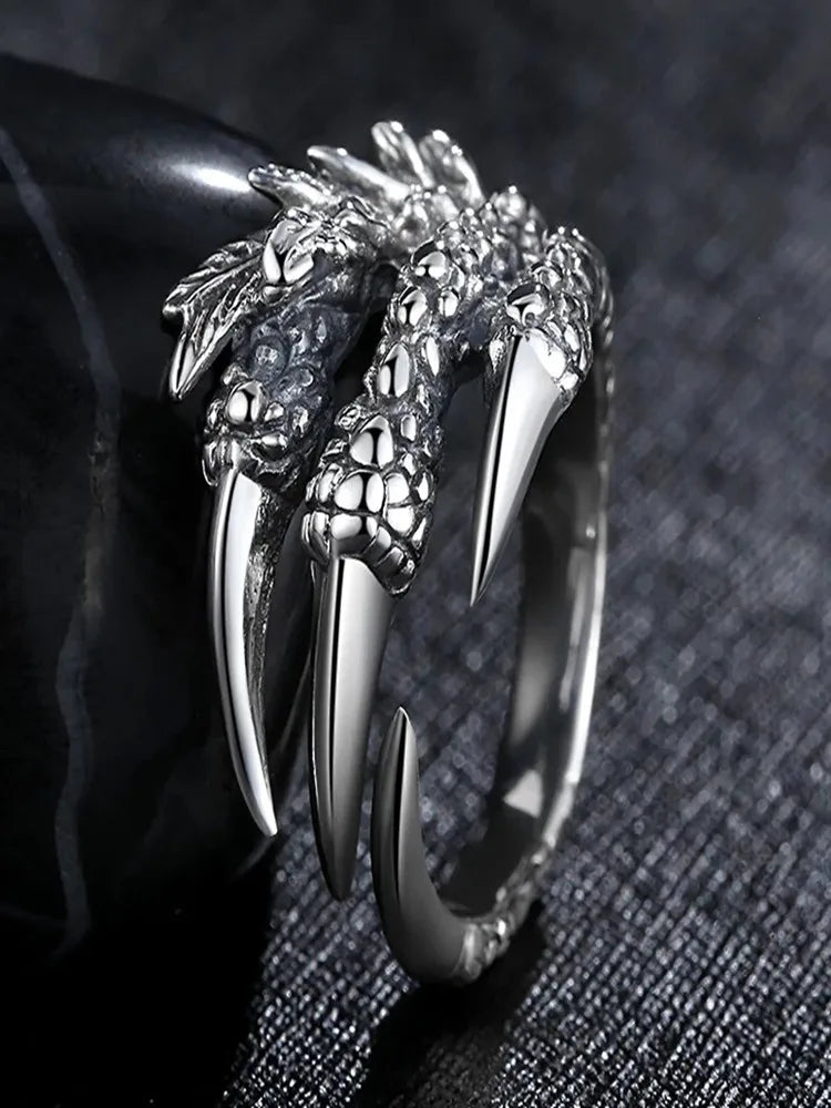 Fashionable retro personalized ring for men, domineering trend, open index finger, eagle claw ring for women,men