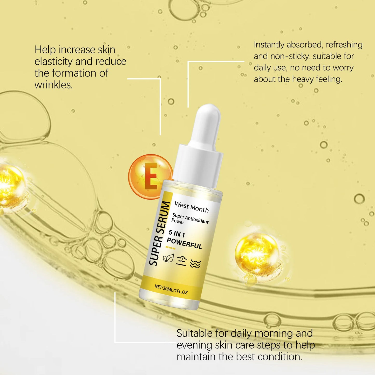 5 In 1 Serum Anti Aging Improve Firmness Remove Wrinkles Hydrating Dryness Brightening Smoothing Fade Dark Spots Facial Essence
