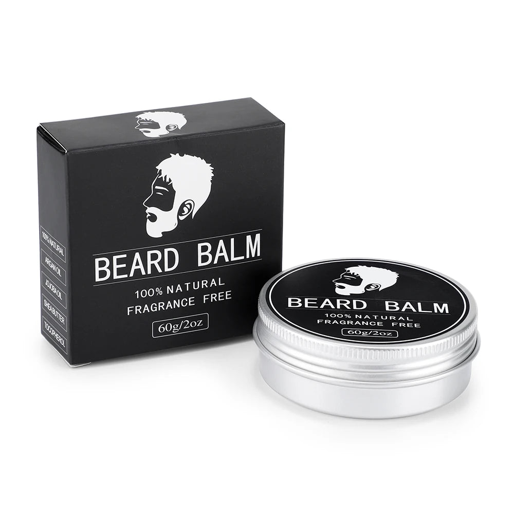 Natural Beard Balm And Beard Oil Moisturizing Smoothing Soften Beard Wax Cream Reduce Frizz And Split Ends Hair Care Essence Oil