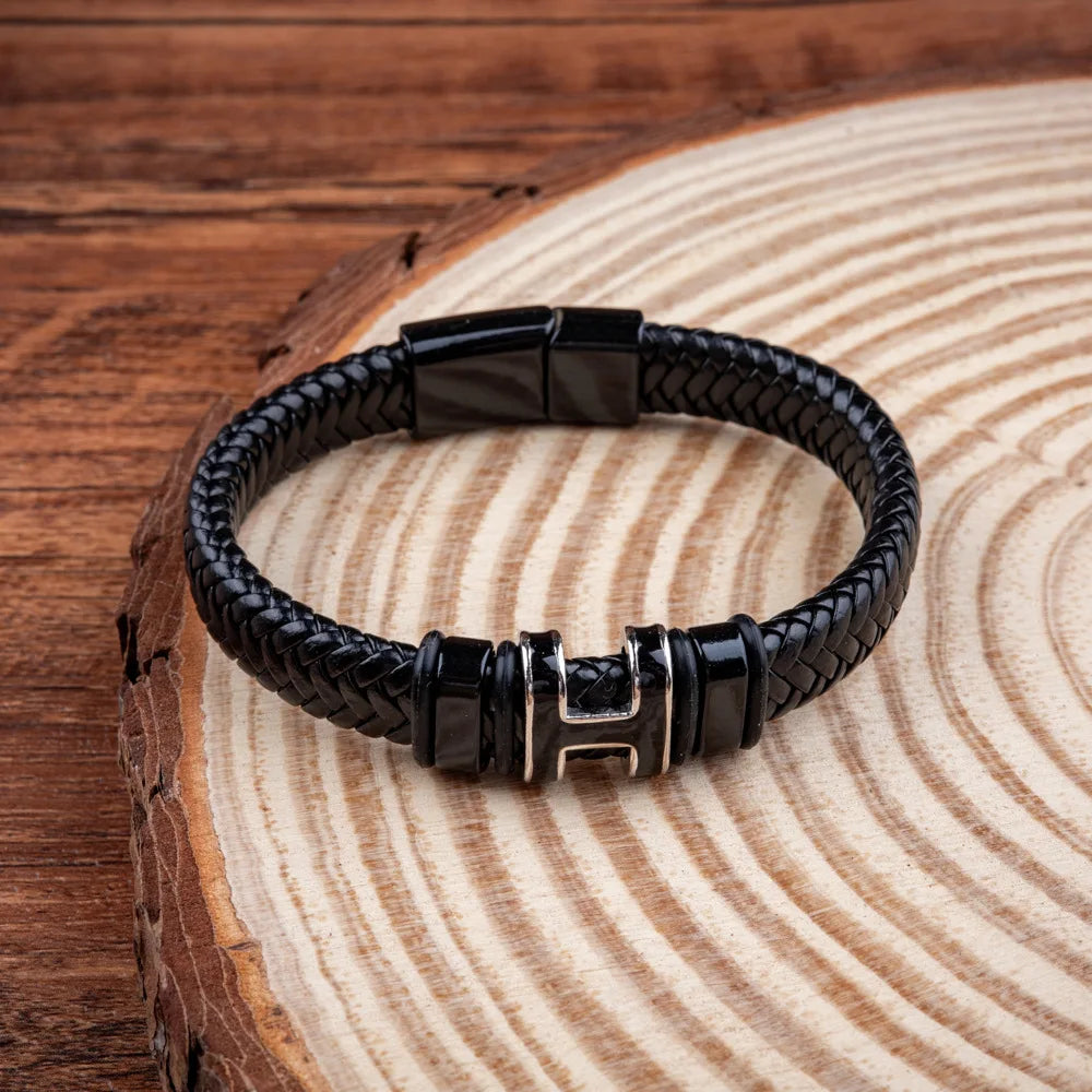 Men's Letter H Bracelet with Magnetic Clasp - Trendy Stylish Initial Jewelry