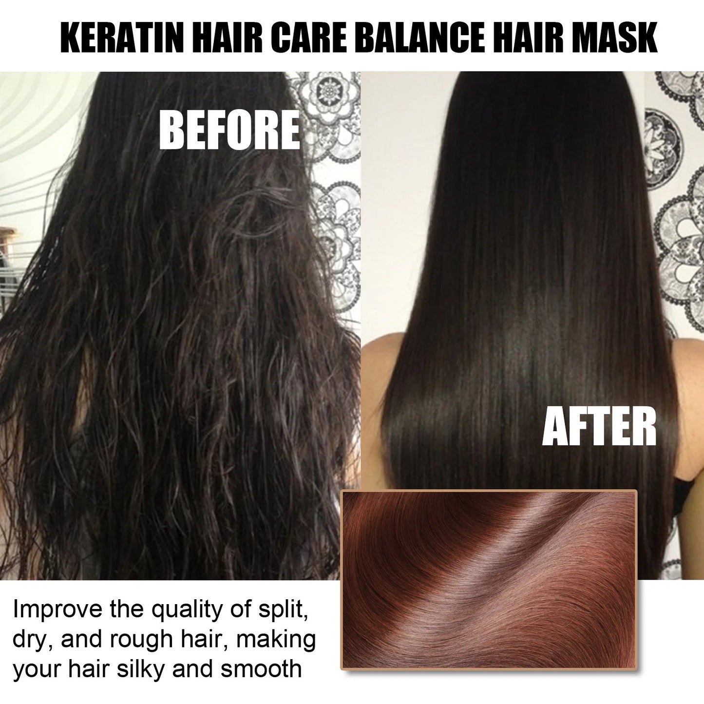EELHOE Keratin Hair Mask Repairing Damaged Frizzy Hairs Straightening Treatment Nourishing Hair Soften Smoothing Care Product
