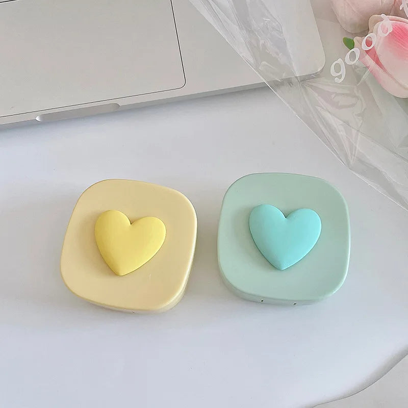 Women Color Contact Lens Case Red Heart Contact Lenses Box for Eyes Care Kit Glasses Case Holder Container